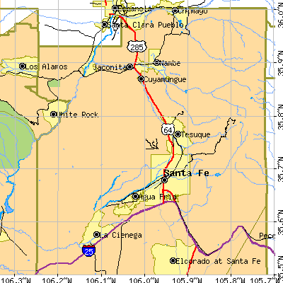 Zip code 87501 close-up map