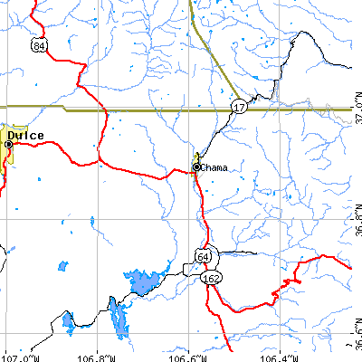 Zip code 87520 close-up map