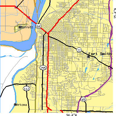 Zip code 72901 close-up map