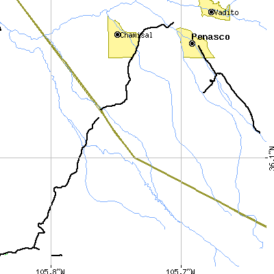 Zip code 87521 close-up map
