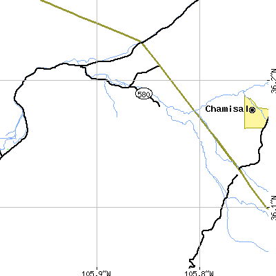 Zip code 87527 close-up map