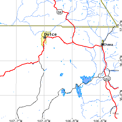 Zip code 87528 close-up map