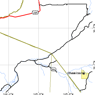 Zip code 87531 close-up map