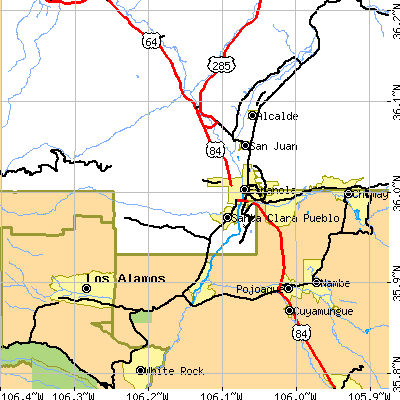 Zip code 87532 close-up map