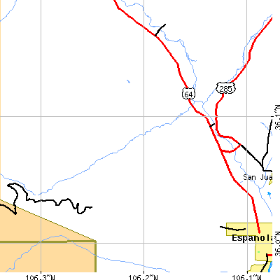 Zip code 87537 close-up map