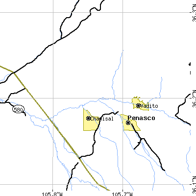 Zip code 87553 close-up map