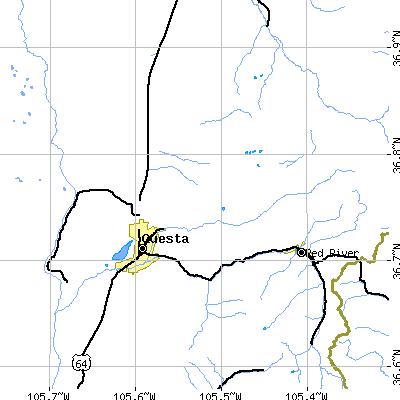 Zip code 87556 close-up map