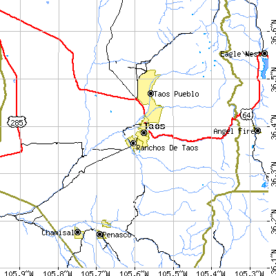 Zip code 87557 close-up map