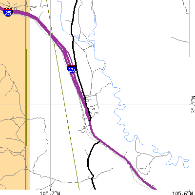 Zip code 87562 close-up map