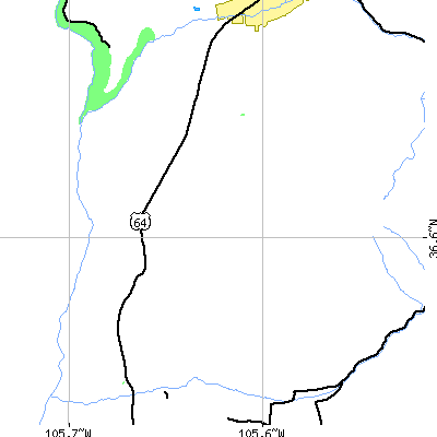 Zip code 87564 close-up map