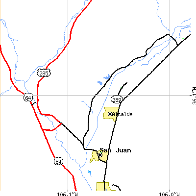 Zip code 87566 close-up map
