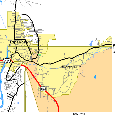 Zip code 87567 close-up map
