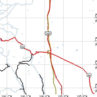 Zip code 87577 close-up map