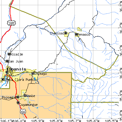 Zip code 87578 close-up map