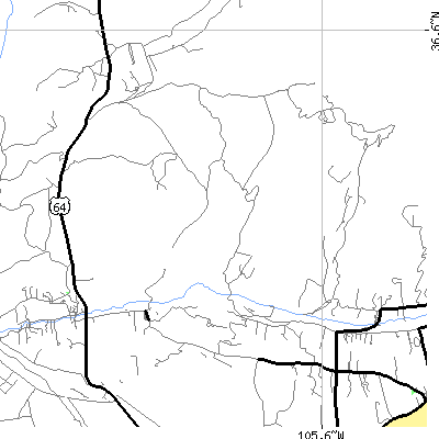 Zip code 87580 close-up map