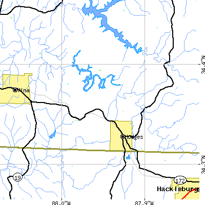 Zip code 35571 close-up map