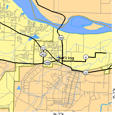 Zip code 72923 close-up map