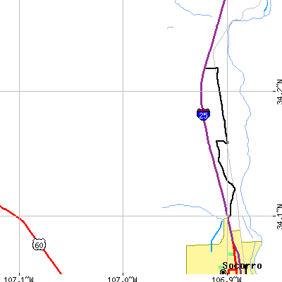 Zip code 87823 close-up map
