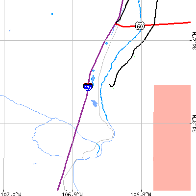 Zip code 87831 close-up map