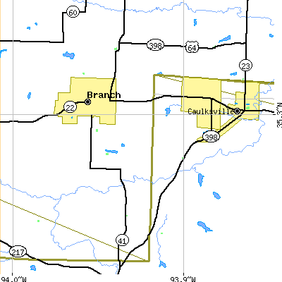 Zip code 72928 close-up map