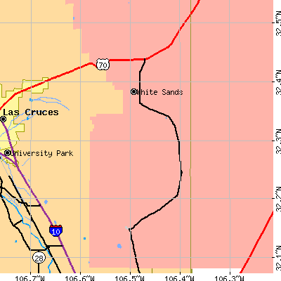 Zip code 88002 close-up map