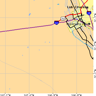 Zip code 88004 close-up map