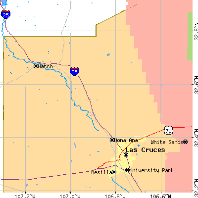 Zip code 88005 close-up map