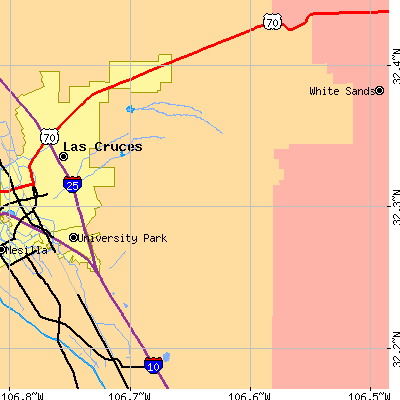 Zip code 88011 close-up map