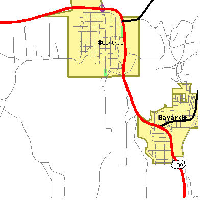 Zip code 88026 close-up map