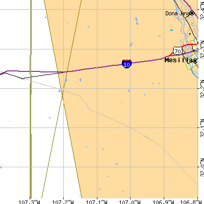 Zip code 88033 close-up map