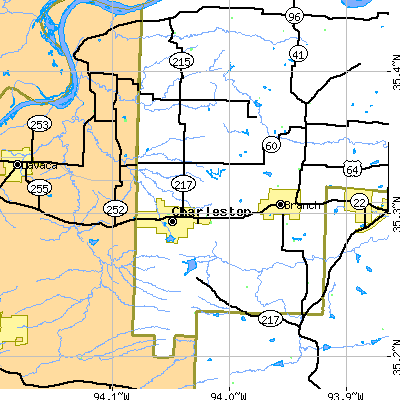 Zip code 72933 close-up map