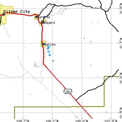 Zip code 88043 close-up map