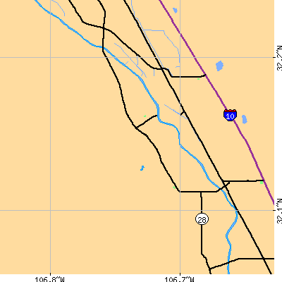 Zip code 88044 close-up map