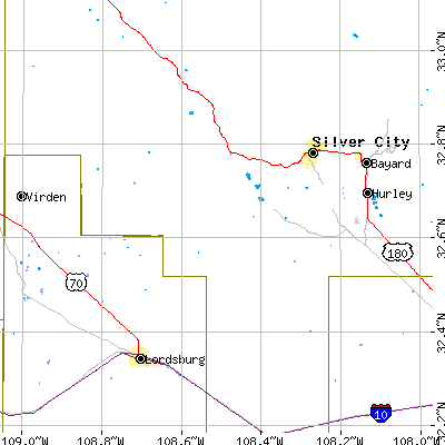 Zip code 88061 close-up map