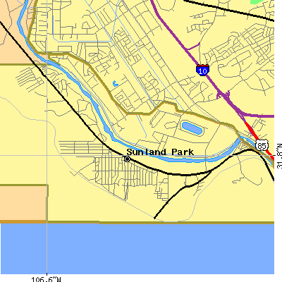 Zip code 88063 close-up map