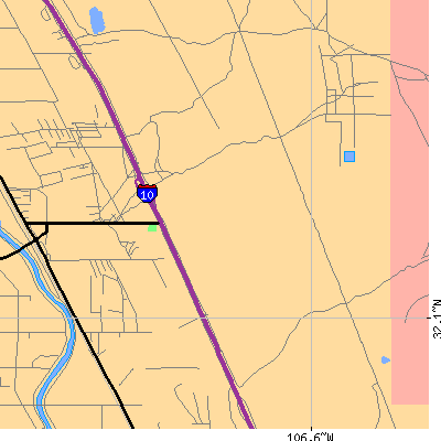 Zip code 88072 close-up map