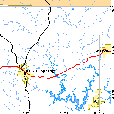 Zip code 35572 close-up map