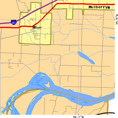 Zip code 72935 close-up map