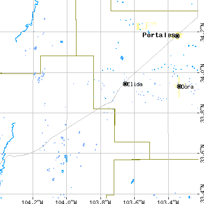 Zip code 88116 close-up map