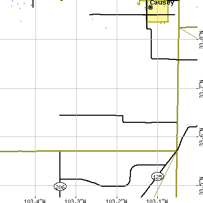 Zip code 88125 close-up map