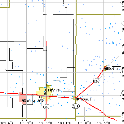 Zip code 88135 close-up map