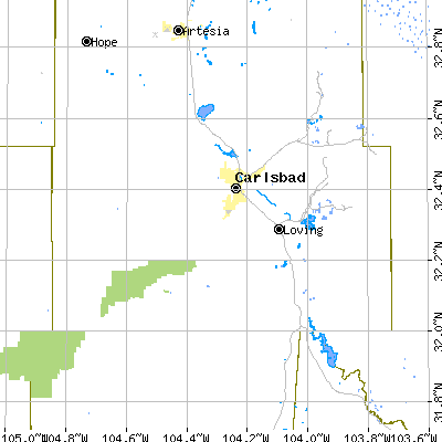 Zip code 88220 close-up map
