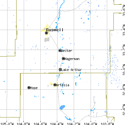 Zip code 88232 close-up map