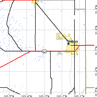 Zip code 88240 close-up map