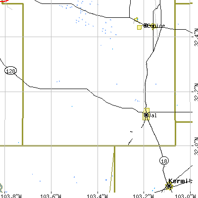 Zip code 88252 close-up map
