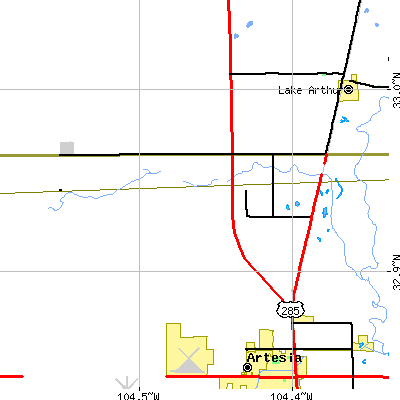 Zip code 88253 close-up map
