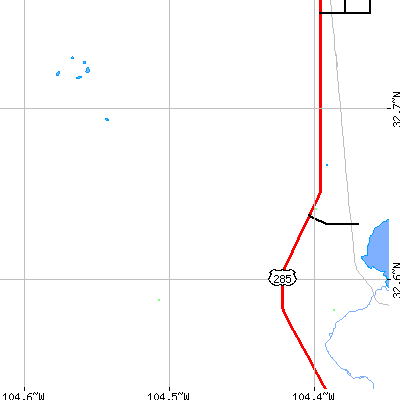 Zip code 88254 close-up map
