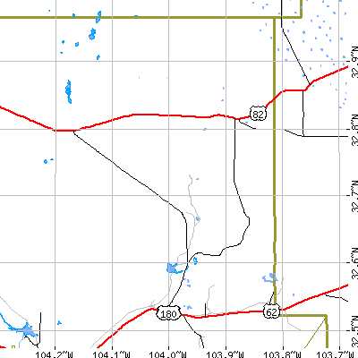 Zip code 88255 close-up map