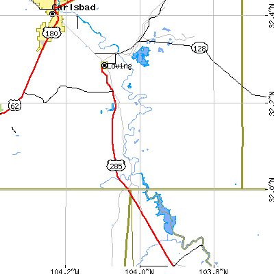 Zip code 88263 close-up map