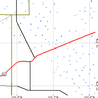 Zip code 88264 close-up map